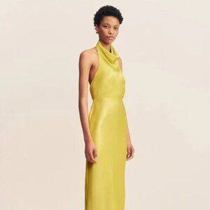 High Cowl Open Back Maxi Dress - yellow